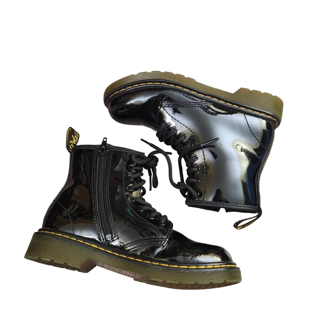 Dr. Martens 1460 J Black Patent Leather Zip Combat Boots Junior US‎ 2 UK 1 EU 33